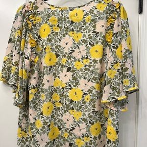 Ann Taylor Loft Spring Floral Short Sleeve Blouse Women’s Size Medium